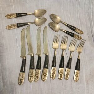 Luxurious Gold and Black Flatware Set